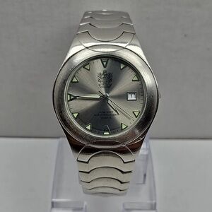 Paolo Gucci Mens Quartz Date Silver Tone Watch PG538WG New Battery 3ATM 100FT WR